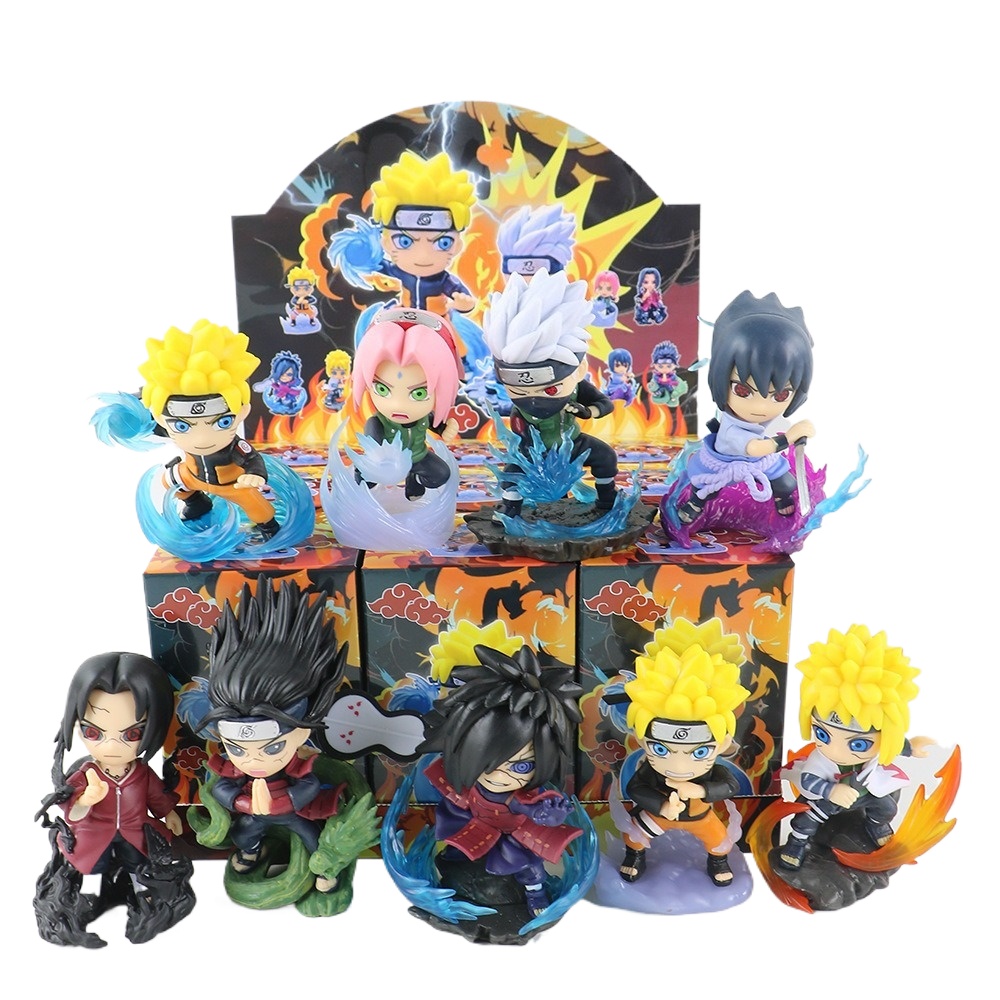 Anime Merchandise Box Set - ฟิกเกอร์นารูโตะรุ่น Q แบบกล่องสุ่ม 1-9 แบบ ของเล่นสะสม