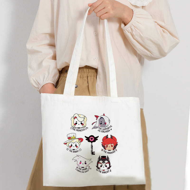 Anime Merch Shopping - ปีศาจโรงแรม Hazbin อะนิเมะ Merch รูปแบบ Tote