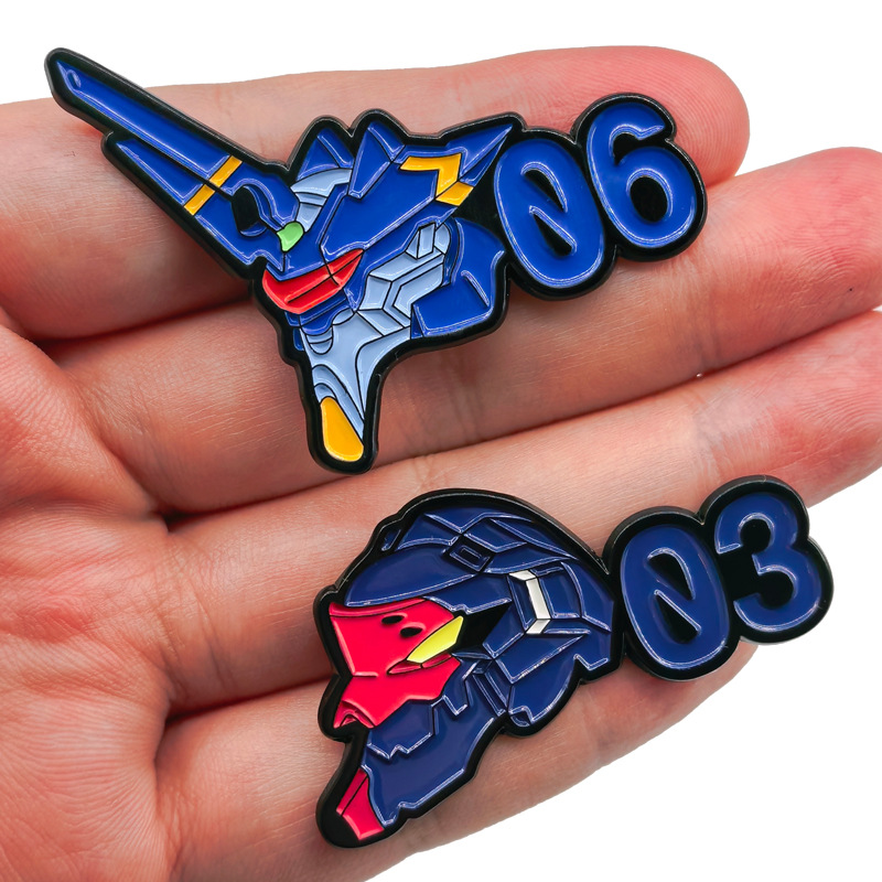 Evangelion Anime Merchandise - เข็มกลัดโลหะรูปหุ่นยนต์ Evangelion สไตล์นีออนน่ารัก คลาสสิก ของสะสมอนิเมะ สำหรับตกแต่งกระเป๋าเป้